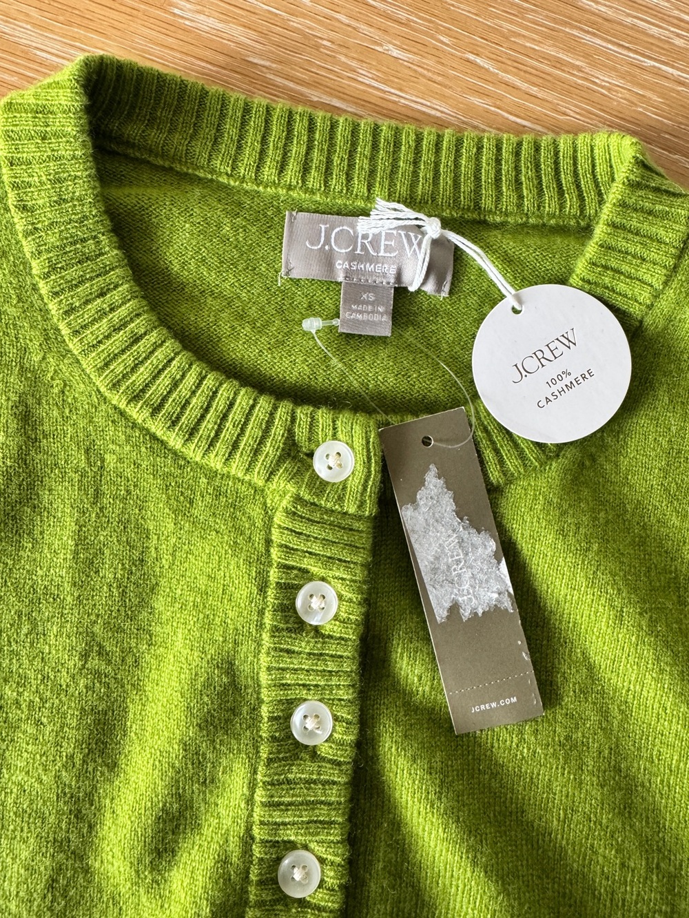 NWT J. CREW Women's Perfect Cashmere Cardigan August Peridot Size Extra Small XS - Picture 13 of 16